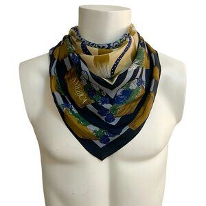 Perry Ellis AMERICA Vintage Silk Scarf Floral Basket Print 30" × 30"